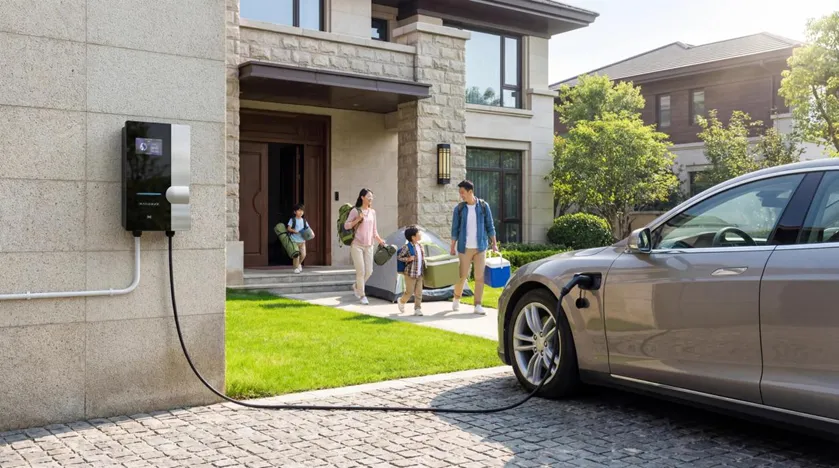 雷迪恩家用充电桩入驻家庭车库的生活化场景
